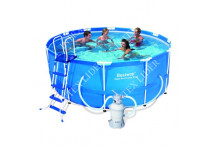 56414 Каркасный бассейн круглый  BestWay, 366х122см, фильтр-насос песчанный 2006 л/ч (56259, 56420)