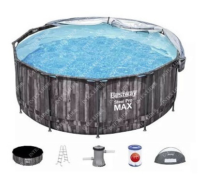 5619K BestWay Каркасный бассейн круглый, 366х122см+фильтрнасос, лестница, навес