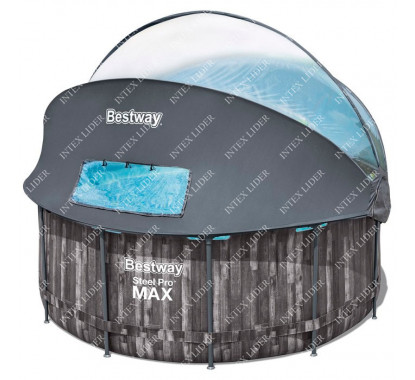 5619K BestWay Каркасный бассейн круглый, 366х122см+фильтрнасос, лестница, навес