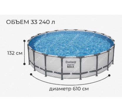561FM BestWay Каркасный бассейн круглый, 610х132см+фильтрнасос, лестница, тент