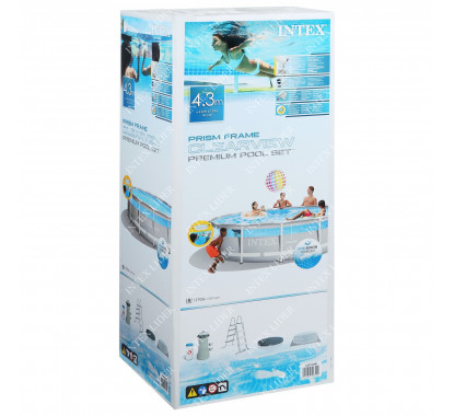 26722 Intex Каркасный бассейн круглый, 427х107+фильтрнасос, лестница, тент, подстилка