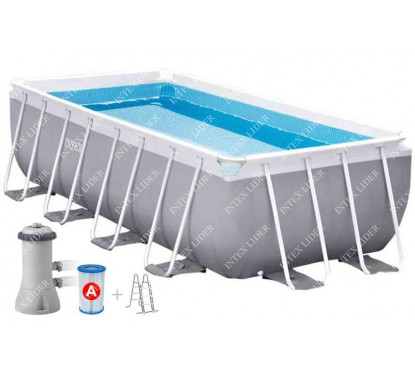 Прямоугольный каркасный бассейн Intex 400х200х122см +фильтр-насос 2,0 м3/ч, лестница