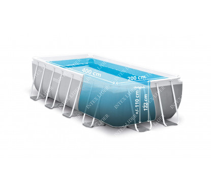 Прямоугольный каркасный бассейн Intex 400х200х122см +фильтр-насос 2,0 м3/ч, лестница