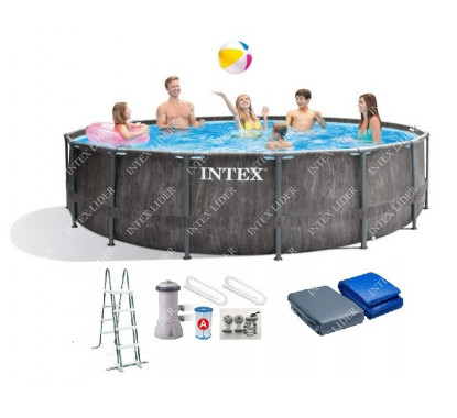 Intex 26744 Каркасный бассейн круглый GreyWood, 549х122см